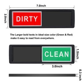 Clean Dirty Magnet Sign for Dishwasher Upgrade Super Strong Magnet, Non-Scratch Magnetic Slider Indicator Sign with Self Adhesive Backing Suit All Kitchen Dishes, Easy to Read & Sliding Sign (Black)