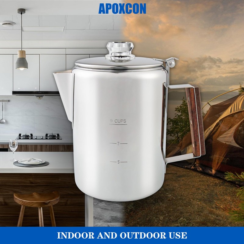 APOXCON Coffee Percolator Camping Coffee Pot Stainless Steel Coffee Maker