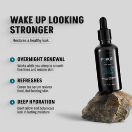FORGE SKIN® Night Beef Tallow Serum for Men [TALLOW-BASED] - Facial Essence for Face Wrinkles with Essential Oils - Natural Green Tea Skincare for Radiance and Skin Hydration (1.77 OZ)