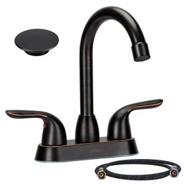 SOKA Bathroom Sink Faucet for 3 Hole, 4 Inch Stainless Steel Faucet for Bathroom, Bathroom Faucets with Deck Plate & Pop-Up Pop-Up Drain Assembly 2-Handle Faucet for Bathroom Sink Vanity RV Restroom
