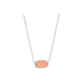 Kendra Scott Elisa Adjustable Length Pendant Necklace for Women, Fashion Jewelry, 14k Gold-Plated, Coral Drusy