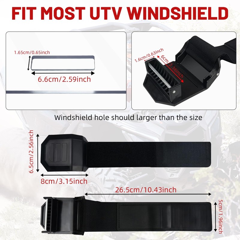 StarknightMT UTV Windshield Clamps-StarknightMT Adjustable Universal Clamp Strap Kit Compatible