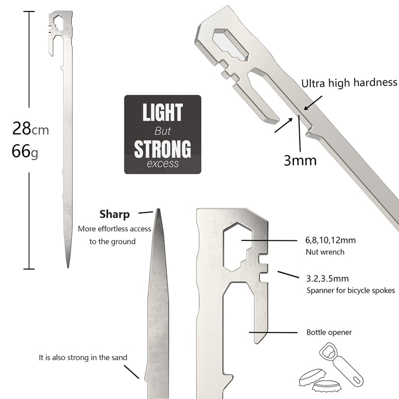 Sparkle Tmax Stainless Steel Tent Pegs, 6 Pieces - Sand