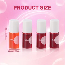 4 Farben Lip Tint Stain Set Makeup, Mini Flüssiger Lippenstift, Lipgloss Wasserfest, Korean Natural Glaze Feuchtigkeitsspendendes, Langanhaltende Non-Stick Cup Lip Gloss Makeup für Wangen und Augen