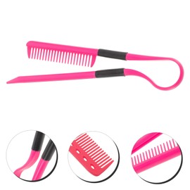 WOONEKY Folding Hair Straightening Comb V Shaped Design for Salon Use Ergonomic Structure Compact Portable Efficient Hair Styling Tool at Home The Go