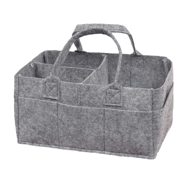 Sammy & Lou Collapsible Light Gray Felt Storage Caddy, Divided