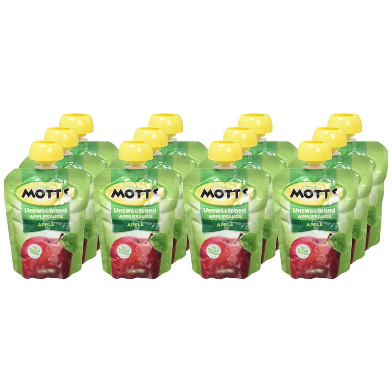 Mott's No Sugar Added Applesauce, 3.2 oz clear pouches (Pack