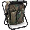 Kikerike Folding Stool Backpack Insulated Cooler Bag, Collapsible Camping Hunting