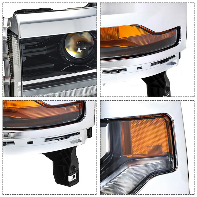 labwork 1PC Headlight Assembly Chrome Housing Replacement for Silverado 1500
