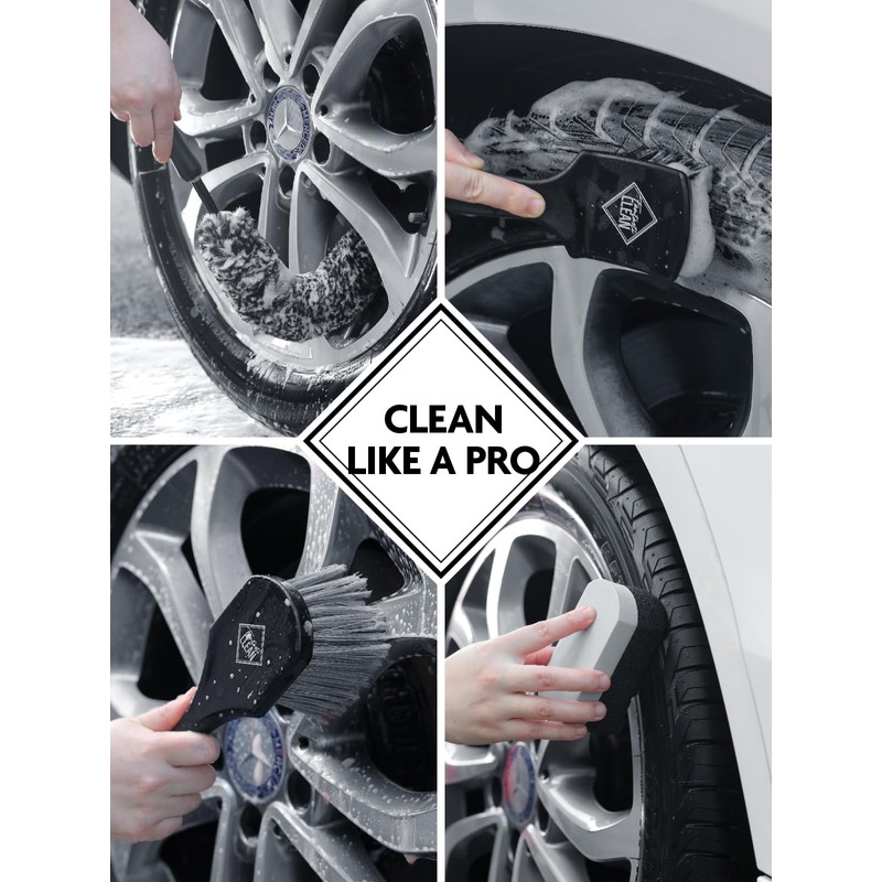 Fantasticlean 6PCS Car Wheel Cleaning Pro Kit, Tire Brush, Soft-bristled