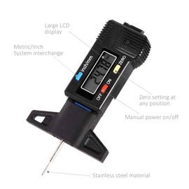 0 – 25.4 mm Digital LCD neumático profundímetro Comprobador de Tread Coche Tire Tester para Camión de freno de motocicleta Shoe Pad Wear Medidor De Profundidad Llanta Calibrador De Llantas