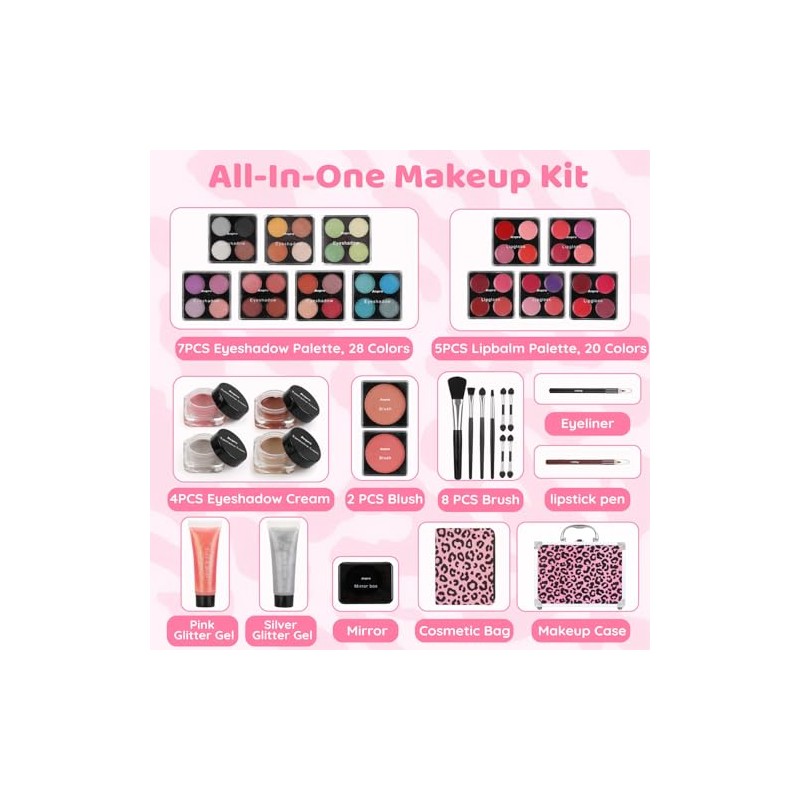 Anpro Estuche De Maquillaje Doble Plegable Leopord Todo En Uno