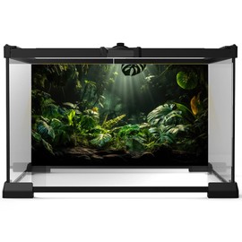 Tropical Aquarium Backdrop Green Leaf and Palms Terrarium Background Nature View Sun Rays Tropical Leaf Fish Tank Background Reptile Habitat Backdrop Wallpaper Poster Background Vinyl 72x24in