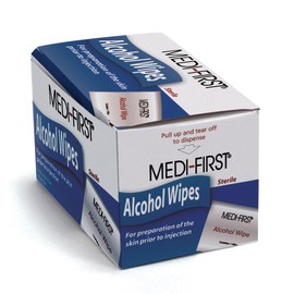 Medi-First 22150 Almohadillas de preparación para la piel con alcohol, 50 por caja