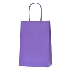Nexmint Kraft Paper Bags: Small Gift Bags with Handle for Birthdays, Holidays, Gifts, Party Favors, Retail, Festivities, Treats, Business, DIY Crafts (24-Pack, Purple)