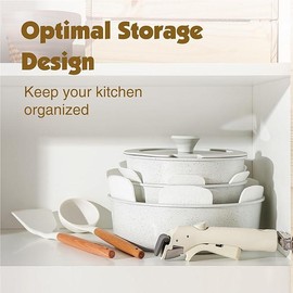 SENSARTE Nonstick Pots and Pans Set with Detachable Handle,