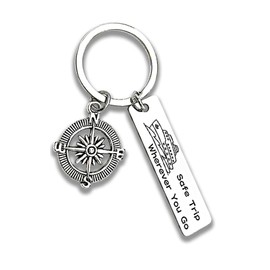 ZYSSXNDM Birthday Christmas Gift for Travelers Safe Travels Keychain Pilot Gifts Traveling Gifts for Women Men Wherever You Go Keychain