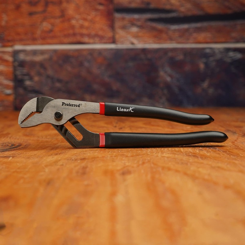 Proferred T16002 Straight Jaw Groove Joint Pliers, 10" Coated Grip