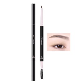Qin Derdom Eyebrow Pencil, Waterproof, Never Falling, Eyebrow Pencil, Natural, Sweat & Sebum Resistant, Long Lasting, Withdrawable Brush, 0.2mm Fine Point, Integrated Eyebrow Pencil (Ash)