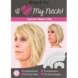 Bring It Up Instant Neck Lift Tape 30 Day Supply, Transparent Neck Lifting Anti Wrinkle Stickers - Tones Sagging Necklines Instantly - Made in USA