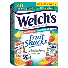Welch's Fruit Snacks, Fruit Punch & Island Fruits, Individual Single Serve Bags, 0.8 oz (Pack of 40)