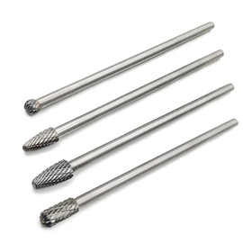 4 Pieces 6" Long Reach Double Cut Carbide Burr Set Tungsten Carbide Bit 1/4" Shank for DIY Woodworking Carving Drilling Engraving Metal Polishing