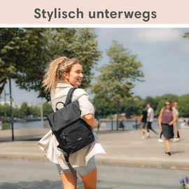 LARKSON Rucksack Damen Klein Schwarz - Ronja - Moderner Tagesrucksack mit Laptopfach für Uni Business City - 10L - Nachhaltig - Wasserabweisend
