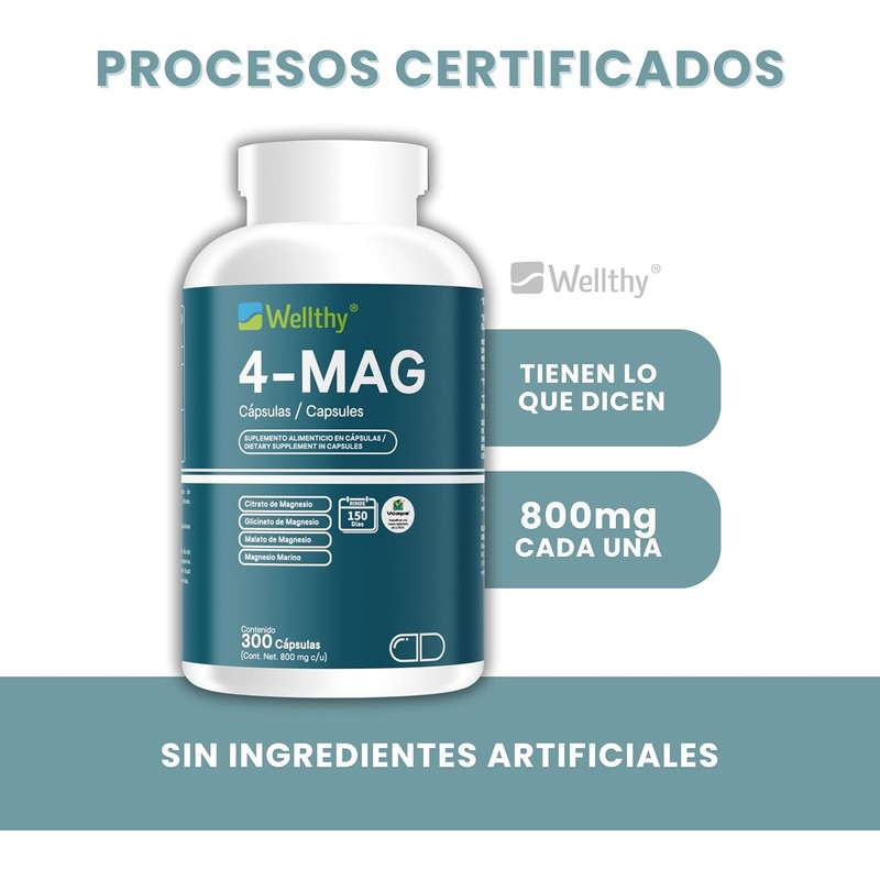 💊⚡ Wellthy 4-Mag 300 Caps | 4 Tipos de Magnesio