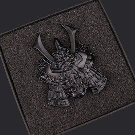 Samurai Metal Car Sticker, Japanese Style Hannya Decal, Demon with Helmet Emblem, Devil Death Skull Zinc Alloy Skull Cool Badge for Automotive, Truck, Motorcycle (Type B - Black)