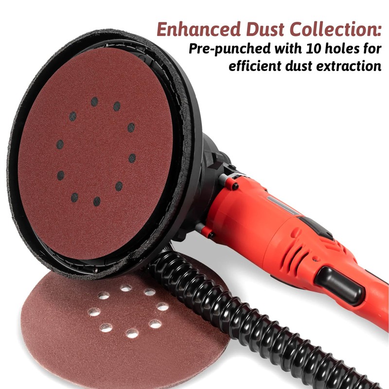 50 Pcs 9-Inch 10-Hole Drywall Sanding Discs Set, 10 Each