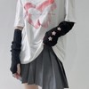 Y2K Coquette Stars Arm Warmers Cute Knit Fingerless Gloves Gyaru