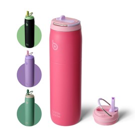 BOTTLE BOTTLE Stainless Steel Water Bottle with Straw Lid and Handle 32 oz Insulated Cup for Sports Travel Gym Hiking Leak-Proof Wide Mouth Water Bottles for Men and Women Pink Sunset