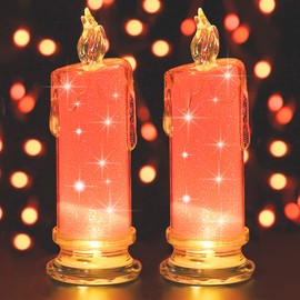 HAIDOLIANG 2PCS Red LED flameless Candles (D:2.5" x H:7"),LED Pillar Candles, Battery Included, Velas artificiales para decoracion for Valentine's Day Wedding Birthday Bedroom Decorations