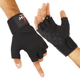 HMH Sports Gym Gloves Weight lifting Gloves Wrist support 36CM Adjustable Straps for Men Women Anti Slink Padded Gloves Extra Grip Palm Protection Breathable lifting Gloves for Exercise Workout Gloves