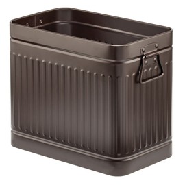 mDesign Decorative Retro Vintage Farmhouse Rectangle Metal Small Trash Can Wastebasket, Garbage Container Bin with Handles for Bathrooms, Powder Rooms, Kitchens - Oscar Collection, Bronze