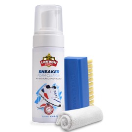 London Shine Sneaker Cleaning Kit, 140ml, Premium Shoe Cleaner with Soft Brush & Microfiber Cloth, Deep Cleans Dirt, Scuffs & Stains - Cleans All Types of Sneakers, White Shoe Cleaner Kit.