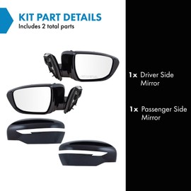 TRQ Driver & Passenger Side Power Mirror Set Paint to Match Smooth Black Manual Fold Compatible with 2015-2016 Nissan Murano NI1320283 NI1321283