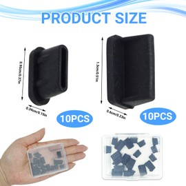 Combo Pack USB C and USB-A Port Covers - 10x USB-A and 10x USB-C Dust Caps in Black - Optimal Protection for USB Ports Against Dust and Dirt - Ideal for Smartphones and Laptops