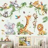 decalmile Safari Animals Tree Branch Wall Stickers Jungle Animals Giraffe