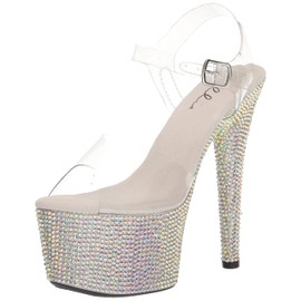 Ellie Shoes Women's 709-ZIAMOND Heeled Sandal, Silver, 7