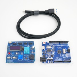 Boardotron UNO Learning Shield + UNO R3 Board Compatible with Arduino Pre-Assembled All-in-One Starter Beginner Multifunctional Expansion Kit