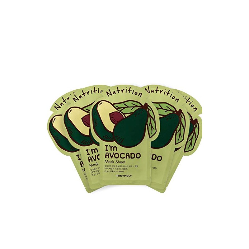 TONYMOLY - Mascarilla Facial Nutritiva De Aguacate I´m Real 5pzas.