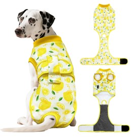 KAROKU Dog Surgery Recovery Suit, Abdominal Surgical Suit for Male Female Dog Post Spay Neuter, Breathable Pet Onesie E-Collar & Cone Alternative, Surgery Shirt to Prevent Licking, Yellow, Medium