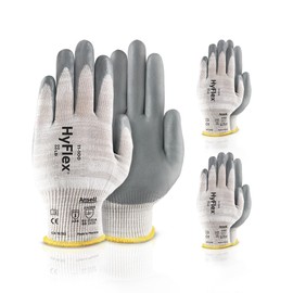 HYFLEX 11-100 Cut-Resistant Foam Nitrile Coated Nylon Gloves w/Touchscreen Compatibility for Auto, Manufacturing - XS (6), Grey (3 Pairs)