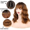 DaiMer Brown Wig with Bangs Auburn Wigs for Women Short