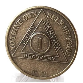 Bright Star Press 1 Year AA Antique Distressed Bronze Medallion Chip Serenity Prayer