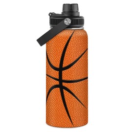 SANDJEST Basketball Water Bottle 32oz Stainless Steel Insulated Bottles for Men Women Sports Lovers Fan Players Coach - Basketball Gifts for Birthday Christmas