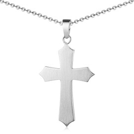 Materia Kreuz Anhänger Silber 925 - Damen Herren Kette mattiert KA-165_K97-40cm