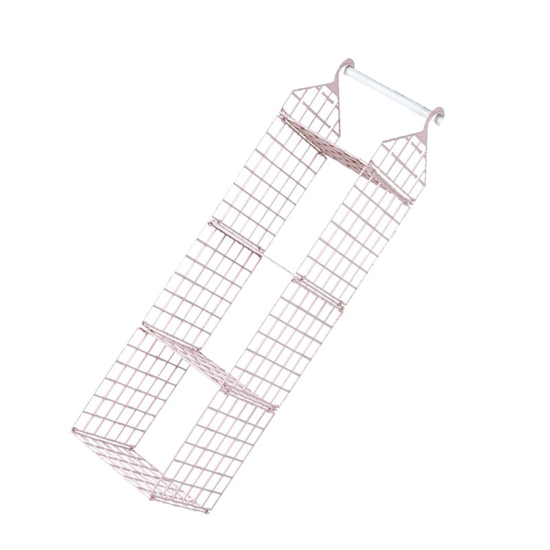 Hanging Closet Organizer 3 Tier Pink Storage Shelf Minimalist Grid