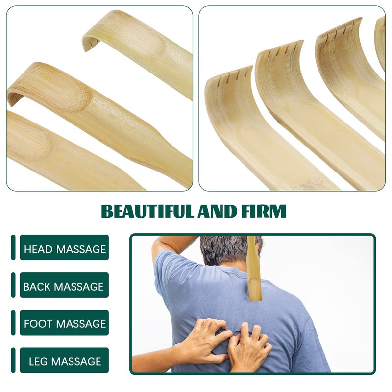UPlama 12 PCS Natural Bamboo Back Scratcher Traditional Wooden Back